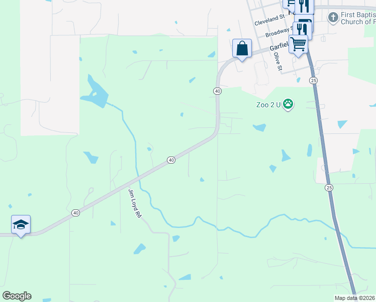 map of restaurants, bars, coffee shops, grocery stores, and more near 12322 Louisiana 40 in Folsom