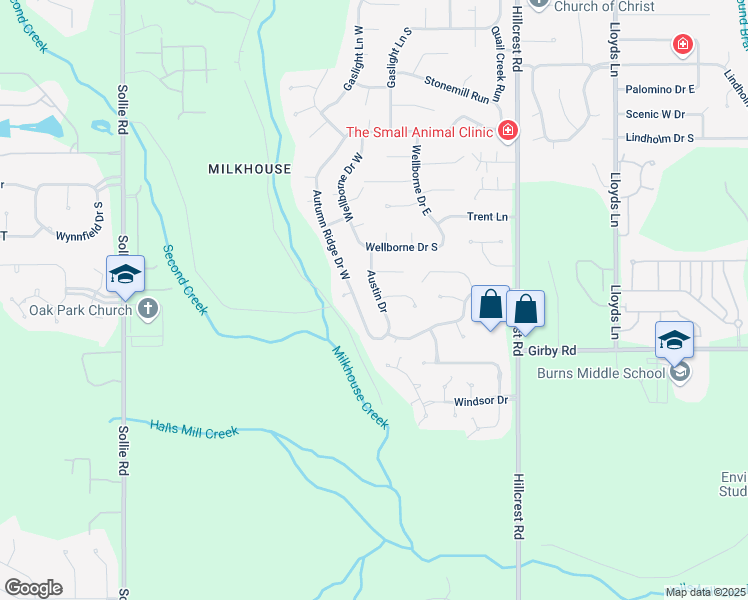 map of restaurants, bars, coffee shops, grocery stores, and more near 3270 Austin Drive in Mobile