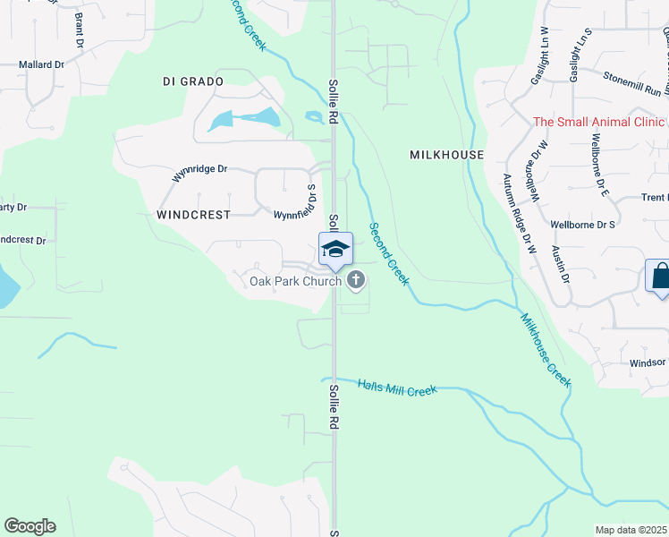 map of restaurants, bars, coffee shops, grocery stores, and more near 2819 Sollie Road in Mobile