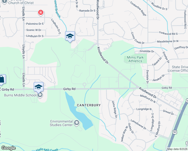 map of restaurants, bars, coffee shops, grocery stores, and more near 3424 Rue Royal in Mobile