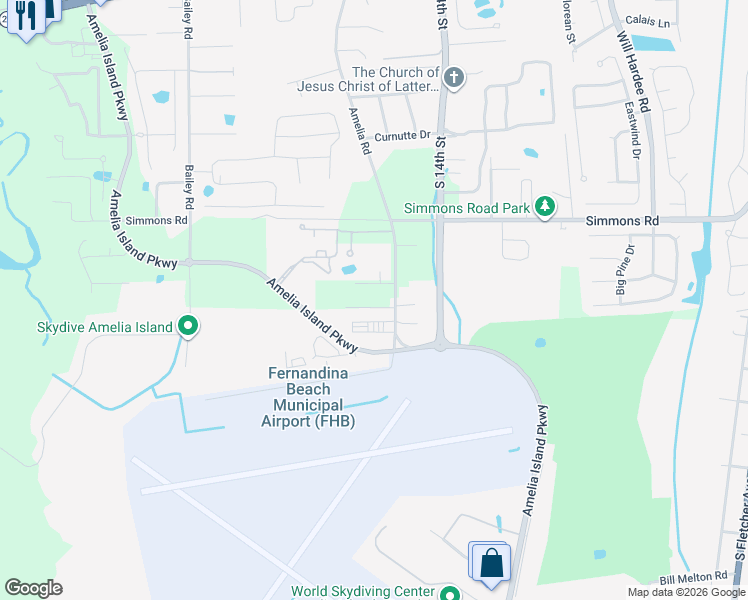 map of restaurants, bars, coffee shops, grocery stores, and more near 765 Kenneth Court in Fernandina Beach
