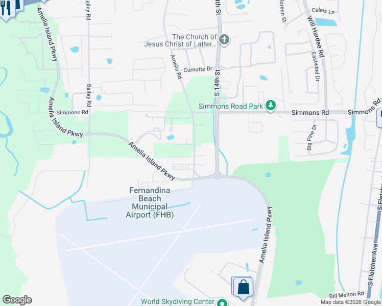 map of restaurants, bars, coffee shops, grocery stores, and more near 786 Barrington Drive in Fernandina Beach