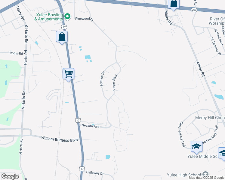 map of restaurants, bars, coffee shops, grocery stores, and more near 86191 Vegas Boulevard in Yulee