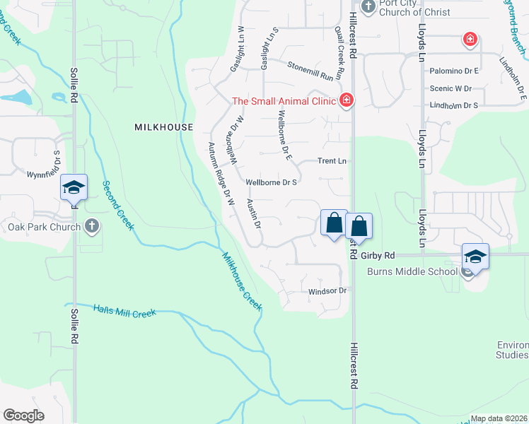 map of restaurants, bars, coffee shops, grocery stores, and more near 6601 Barrow Court in Mobile