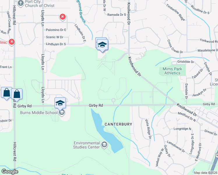 map of restaurants, bars, coffee shops, grocery stores, and more near 5755 Rue Conti in Mobile