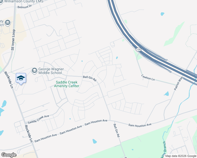 map of restaurants, bars, coffee shops, grocery stores, and more near 216 Gidran Trail in Georgetown