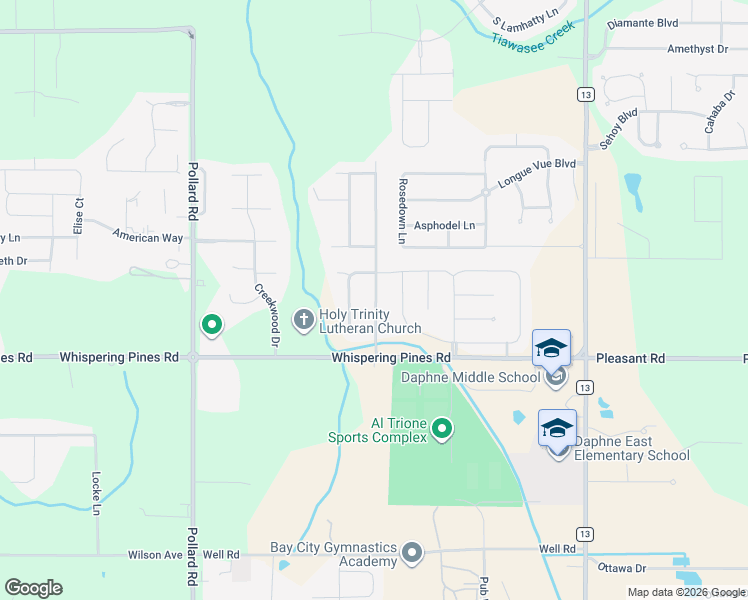 map of restaurants, bars, coffee shops, grocery stores, and more near 27154 Stratford Glen Drive in Daphne