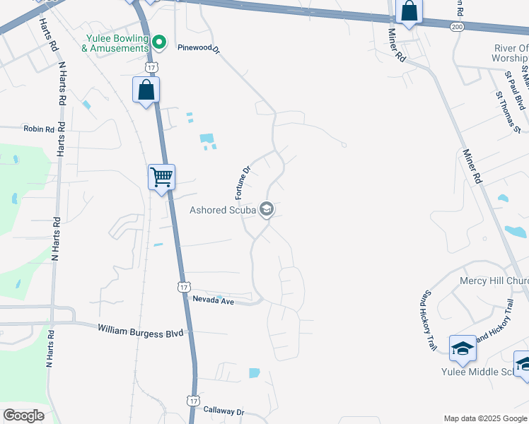 map of restaurants, bars, coffee shops, grocery stores, and more near 86195 Vegas Boulevard in Yulee