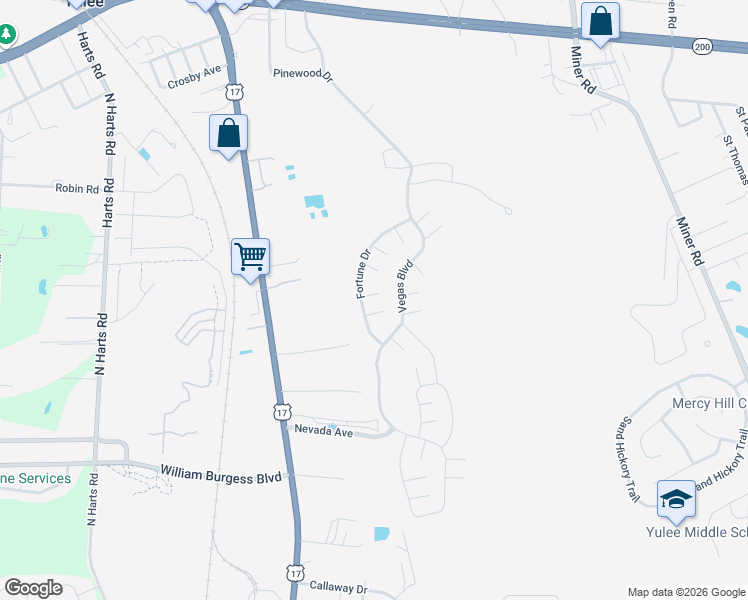map of restaurants, bars, coffee shops, grocery stores, and more near 86036 Rio Way in Yulee