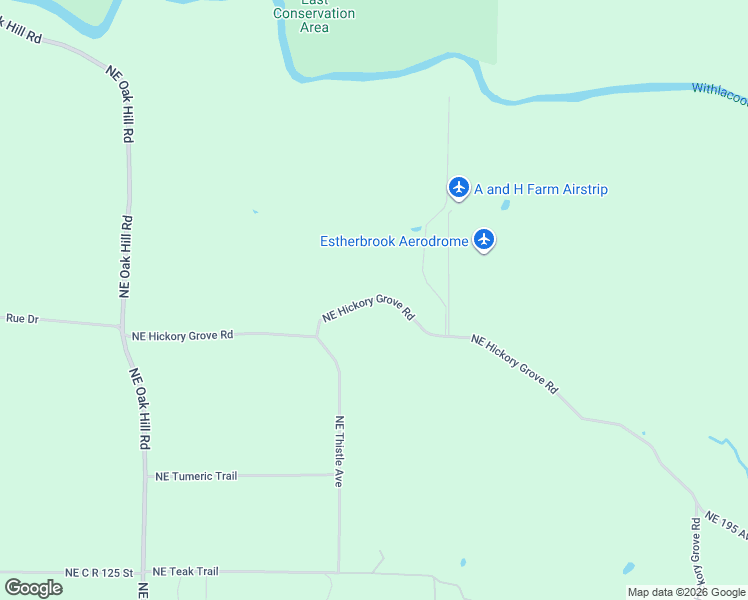 map of restaurants, bars, coffee shops, grocery stores, and more near 7815 Northeast Hickory Grove Road in Pinetta