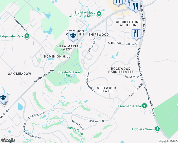 map of restaurants, bars, coffee shops, grocery stores, and more near 2210 Puma Drive in Bryan