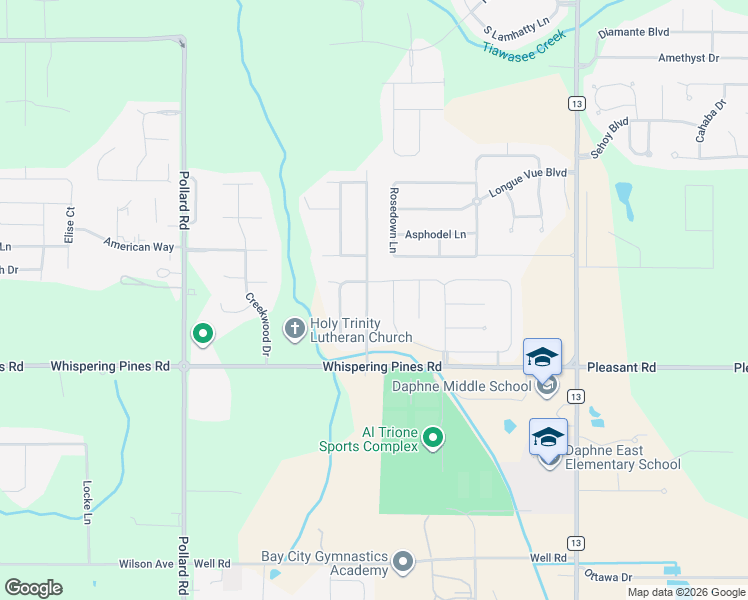 map of restaurants, bars, coffee shops, grocery stores, and more near 27154 Stratford Glen Drive in Daphne