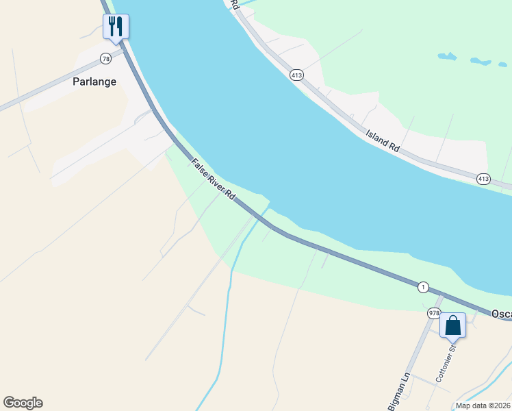 map of restaurants, bars, coffee shops, grocery stores, and more near 7739 False River Drive in Oscar