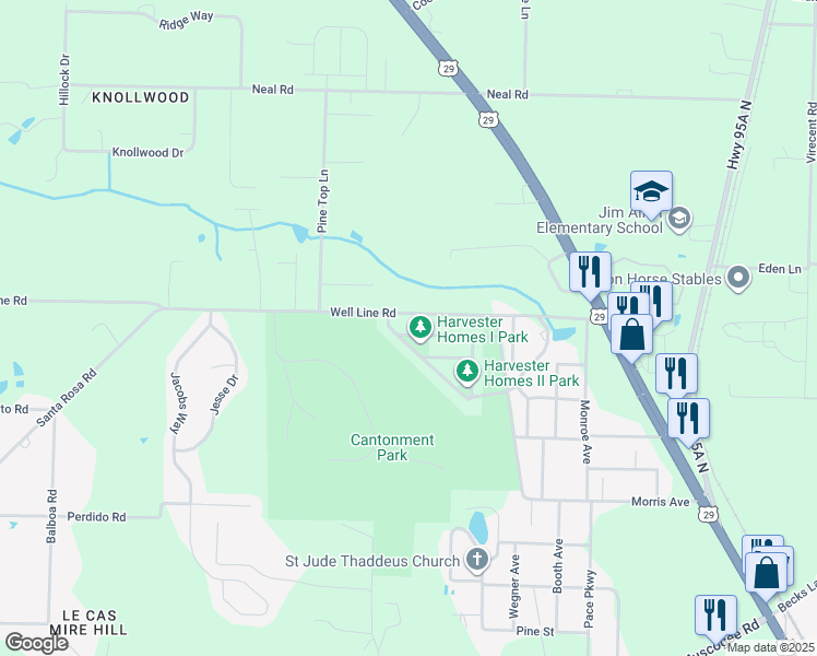 map of restaurants, bars, coffee shops, grocery stores, and more near 430 Forrest Street in Escambia County