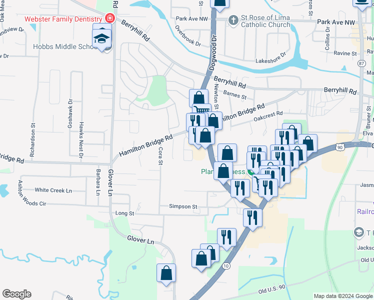 map of restaurants, bars, coffee shops, grocery stores, and more near 5148 Carmell Ridge Circle in Milton