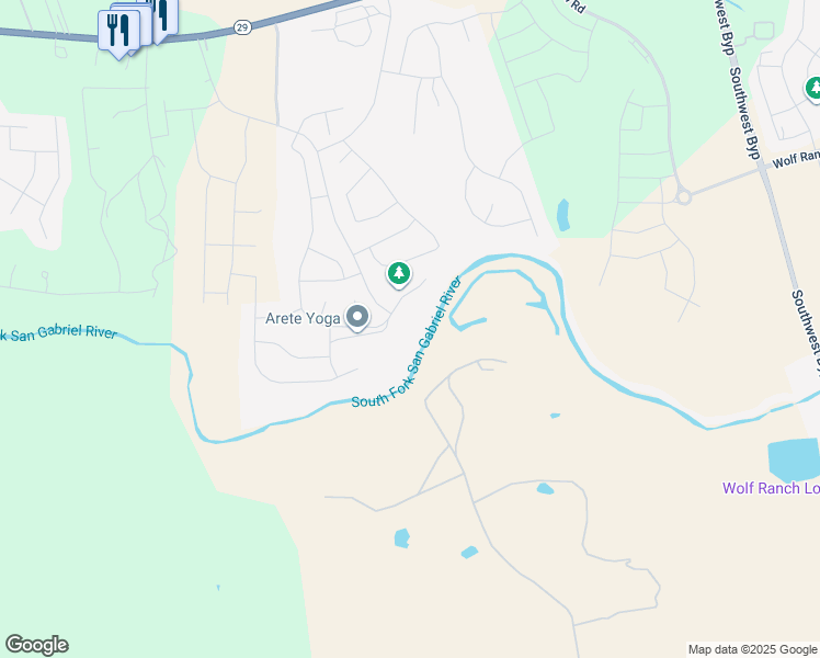 map of restaurants, bars, coffee shops, grocery stores, and more near 1401 Weir Ranch Road in Georgetown