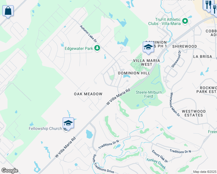 map of restaurants, bars, coffee shops, grocery stores, and more near 2015 Mountain Wind Loop in Bryan