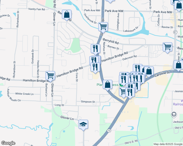 map of restaurants, bars, coffee shops, grocery stores, and more near 5129 Dogwood Drive in Milton