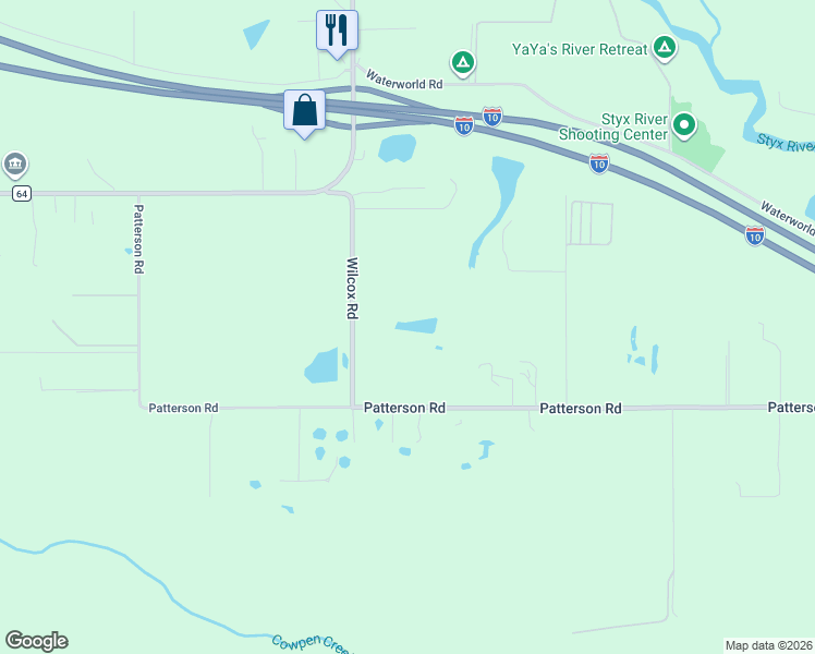 map of restaurants, bars, coffee shops, grocery stores, and more near 27150 Wilcox Road in Robertsdale