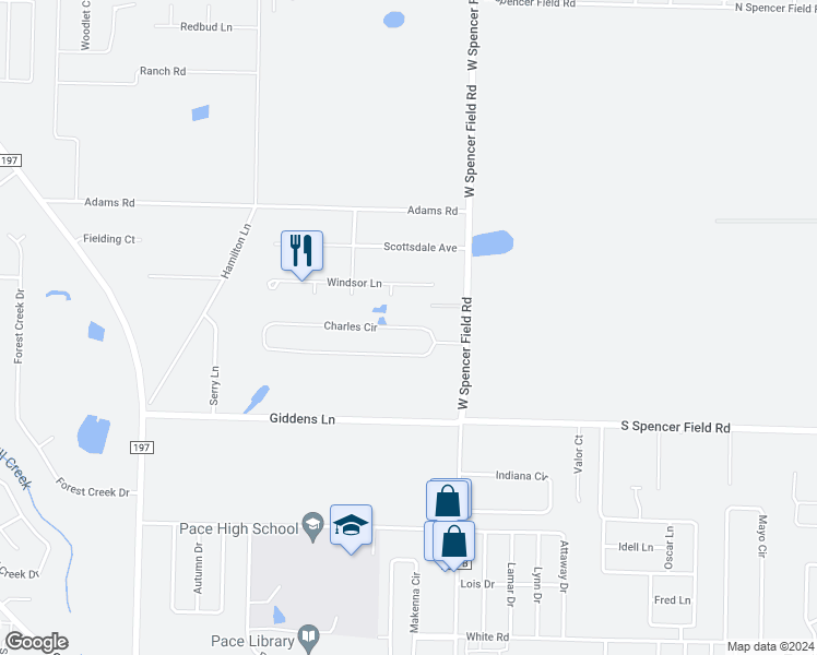 map of restaurants, bars, coffee shops, grocery stores, and more near 4140 Charles Circle in Milton