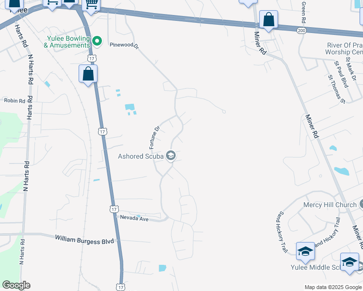 map of restaurants, bars, coffee shops, grocery stores, and more near 86020 Sands Way in Yulee