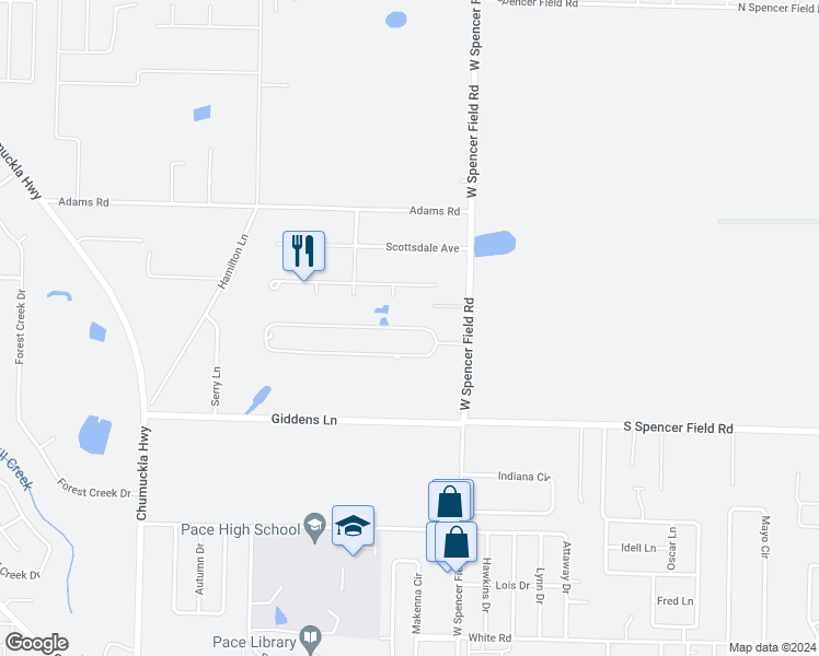 map of restaurants, bars, coffee shops, grocery stores, and more near 4140 Charles Circle in Milton