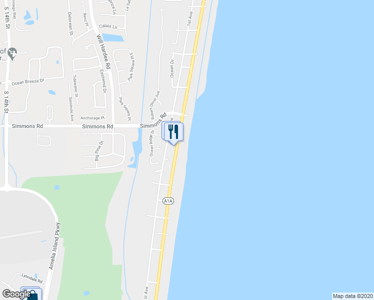 map of restaurants, bars, coffee shops, grocery stores, and more near 3240 South Fletcher Avenue in Fernandina Beach