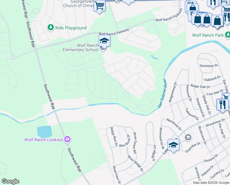 map of restaurants, bars, coffee shops, grocery stores, and more near 532 River Down Road in Georgetown