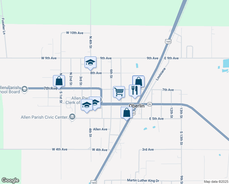 map of restaurants, bars, coffee shops, grocery stores, and more near 200-298 6th Street in Oberlin