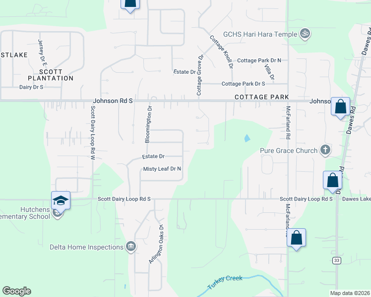 map of restaurants, bars, coffee shops, grocery stores, and more near 3321 Spring Meadow Drive North in Mobile