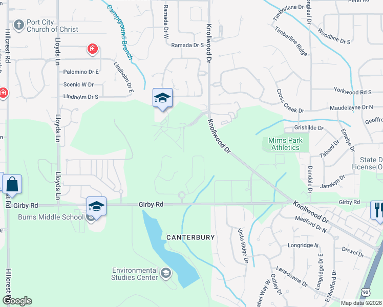 map of restaurants, bars, coffee shops, grocery stores, and more near 5741 Southland Dr in Mobile