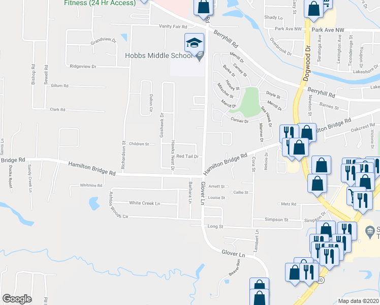 map of restaurants, bars, coffee shops, grocery stores, and more near 6174 Red Tail Drive in Milton
