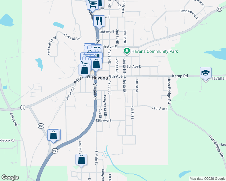 map of restaurants, bars, coffee shops, grocery stores, and more near 206 10th Avenue East in Havana