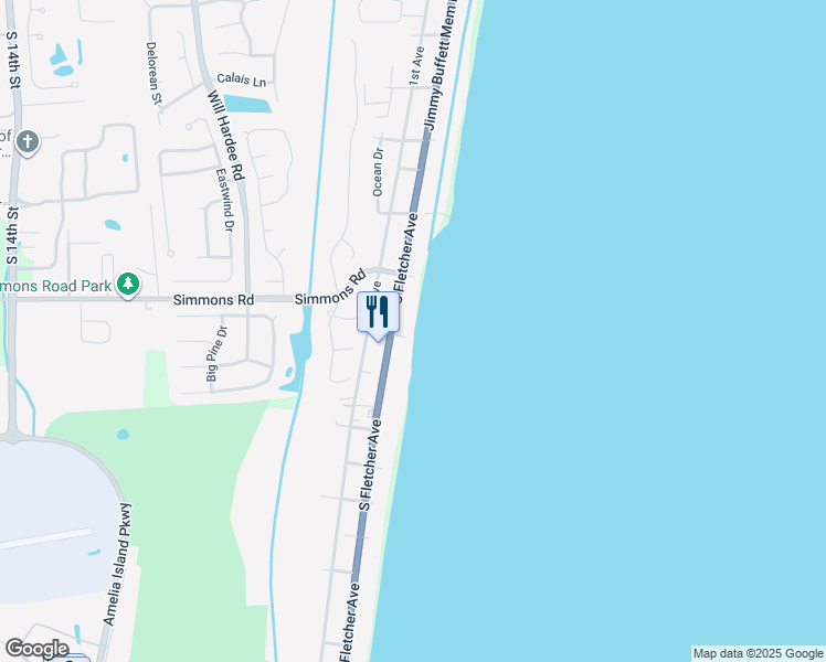 map of restaurants, bars, coffee shops, grocery stores, and more near 3136 South Fletcher Avenue in Fernandina Beach