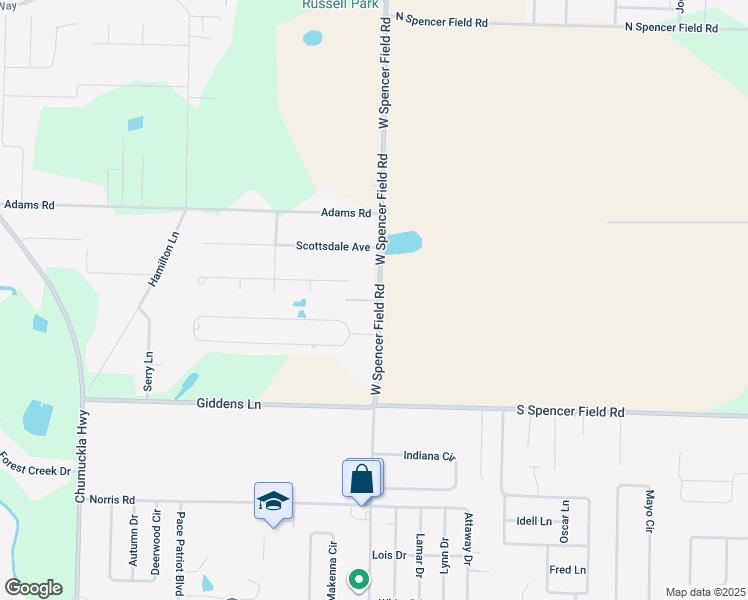 map of restaurants, bars, coffee shops, grocery stores, and more near 5117 West Spencer Field Road in Pace