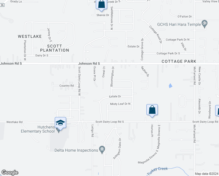 map of restaurants, bars, coffee shops, grocery stores, and more near 3290 Bloomington Drive in Mobile