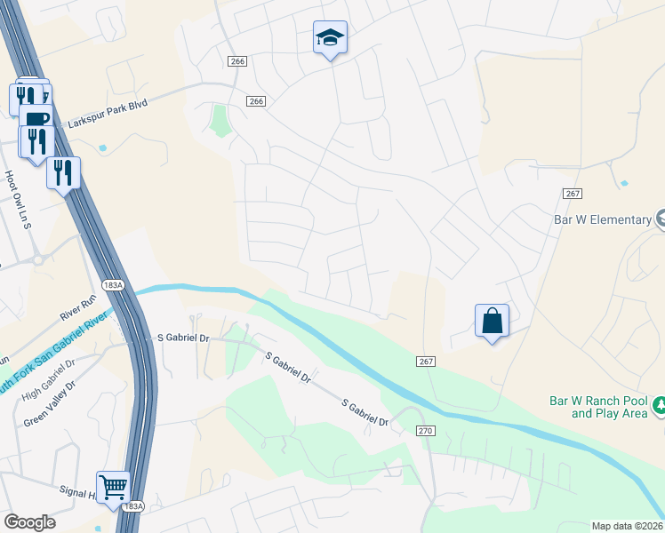 map of restaurants, bars, coffee shops, grocery stores, and more near 172 Mayney Lane in Leander