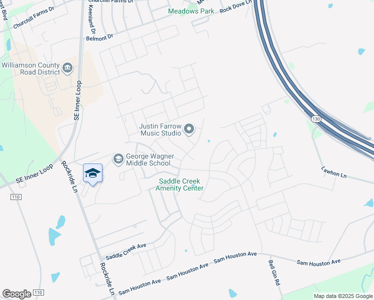 map of restaurants, bars, coffee shops, grocery stores, and more near 9101 Daisy Cutter Crossing in Georgetown