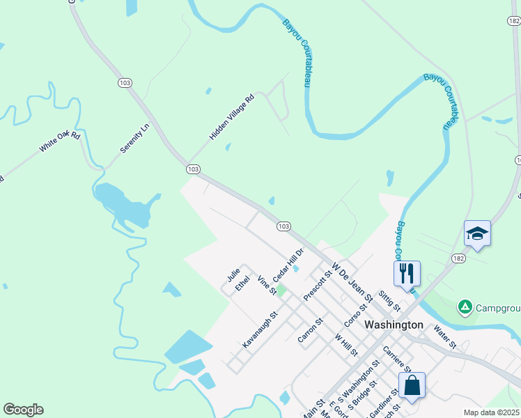 map of restaurants, bars, coffee shops, grocery stores, and more near Dejean Street in Washington