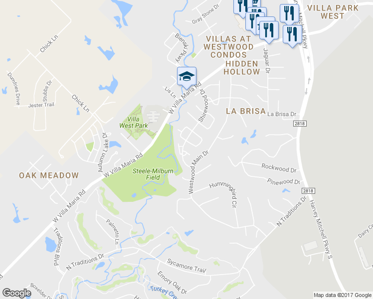 map of restaurants, bars, coffee shops, grocery stores, and more near 2900 Helms Gate Circle in Bryan