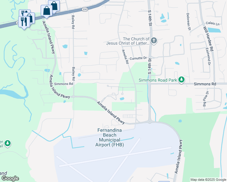 map of restaurants, bars, coffee shops, grocery stores, and more near 649 Amelia Island Parkway in Fernandina Beach