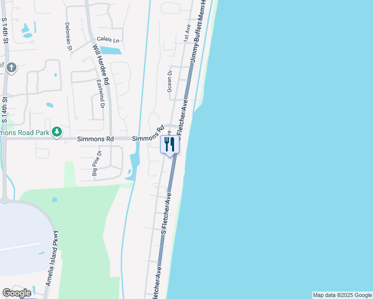 map of restaurants, bars, coffee shops, grocery stores, and more near 3136 South Fletcher Avenue in Fernandina Beach