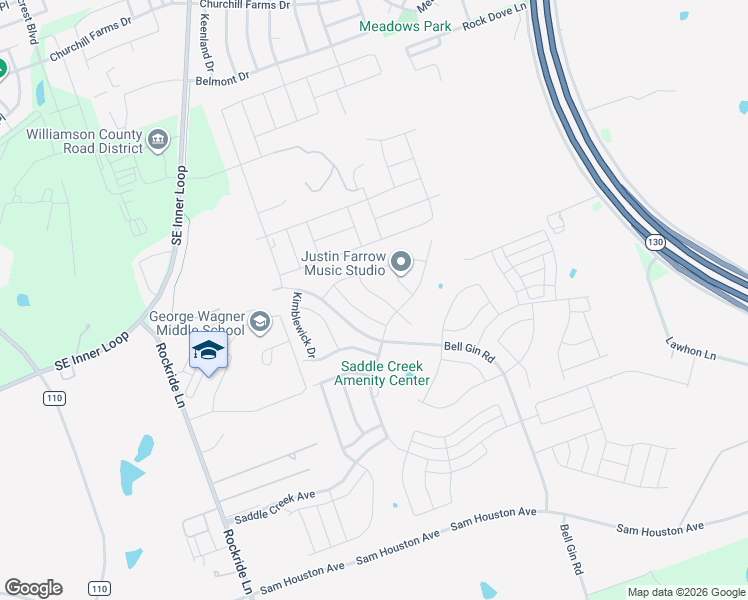 map of restaurants, bars, coffee shops, grocery stores, and more near 9101 Daisy Cutter Crossing in Georgetown