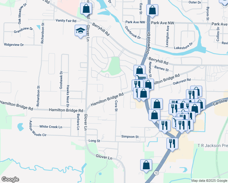 map of restaurants, bars, coffee shops, grocery stores, and more near 6288 Hamilton Bridge Road in Milton