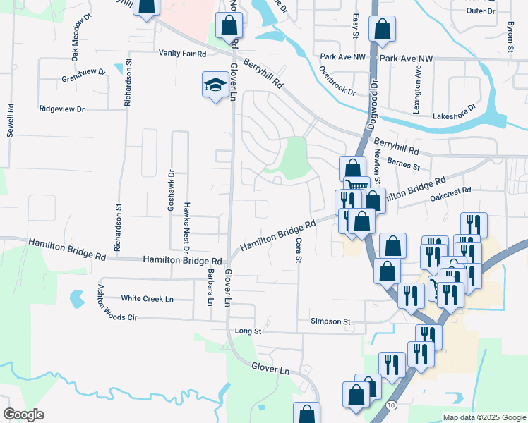 map of restaurants, bars, coffee shops, grocery stores, and more near 6295 Cottage Woods Drive in Milton