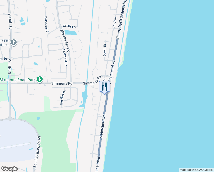map of restaurants, bars, coffee shops, grocery stores, and more near 3165 1st Avenue in Fernandina Beach