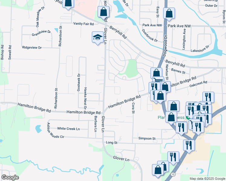 map of restaurants, bars, coffee shops, grocery stores, and more near 6362 Cottage Woods Drive in Milton