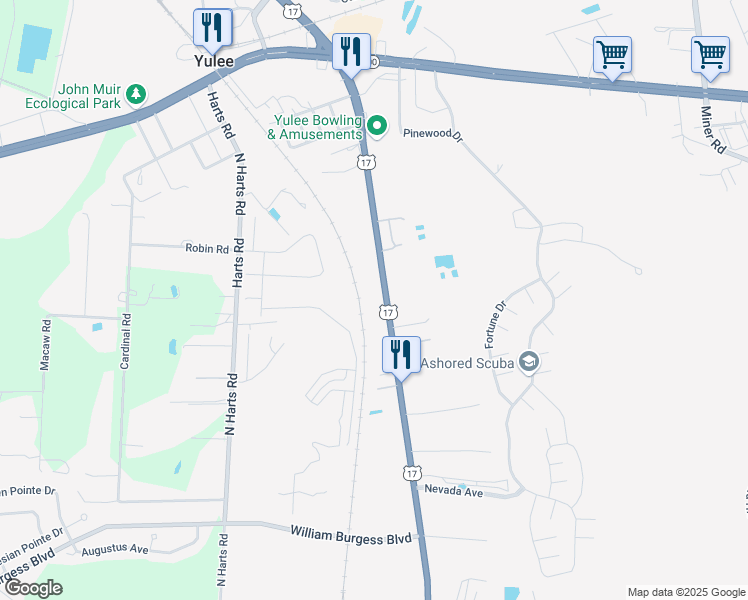 map of restaurants, bars, coffee shops, grocery stores, and more near 850737 U.S. 17 in Yulee