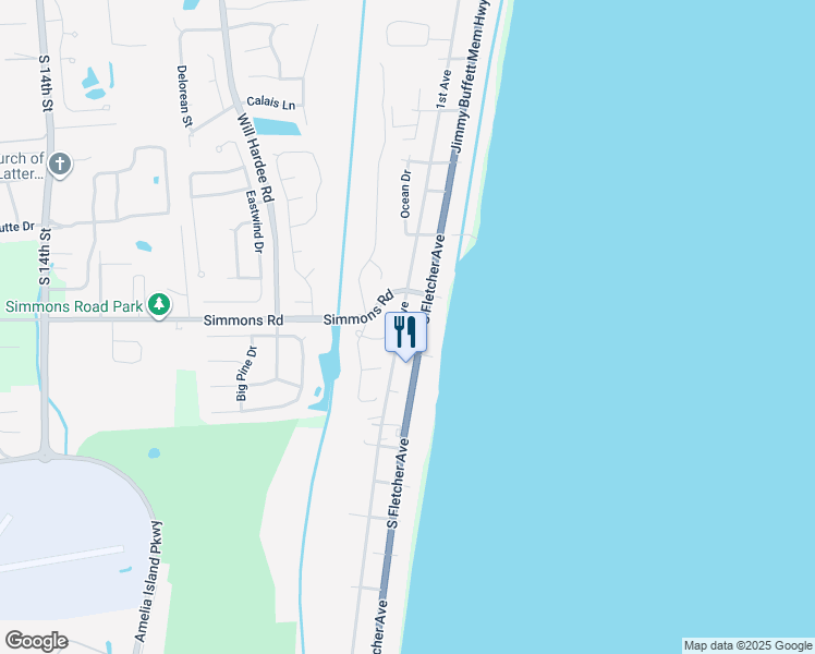 map of restaurants, bars, coffee shops, grocery stores, and more near 3165 1st Avenue in Fernandina Beach