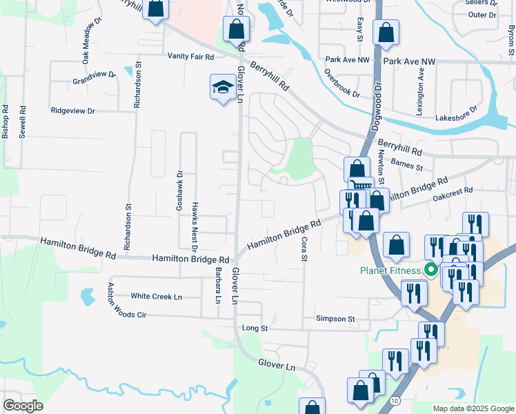 map of restaurants, bars, coffee shops, grocery stores, and more near 6366 Cottage Woods Drive in Milton